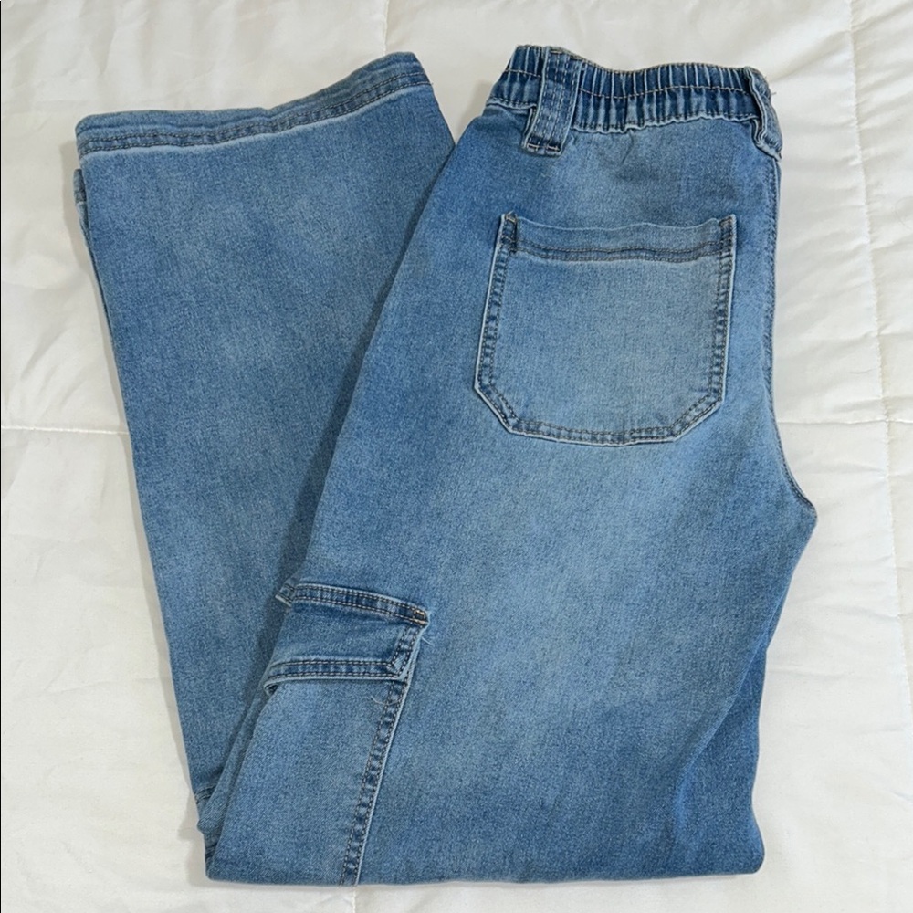 Almost Famous Blue Carpenter Jeans with Elastic Waist - Picture 2 of 4